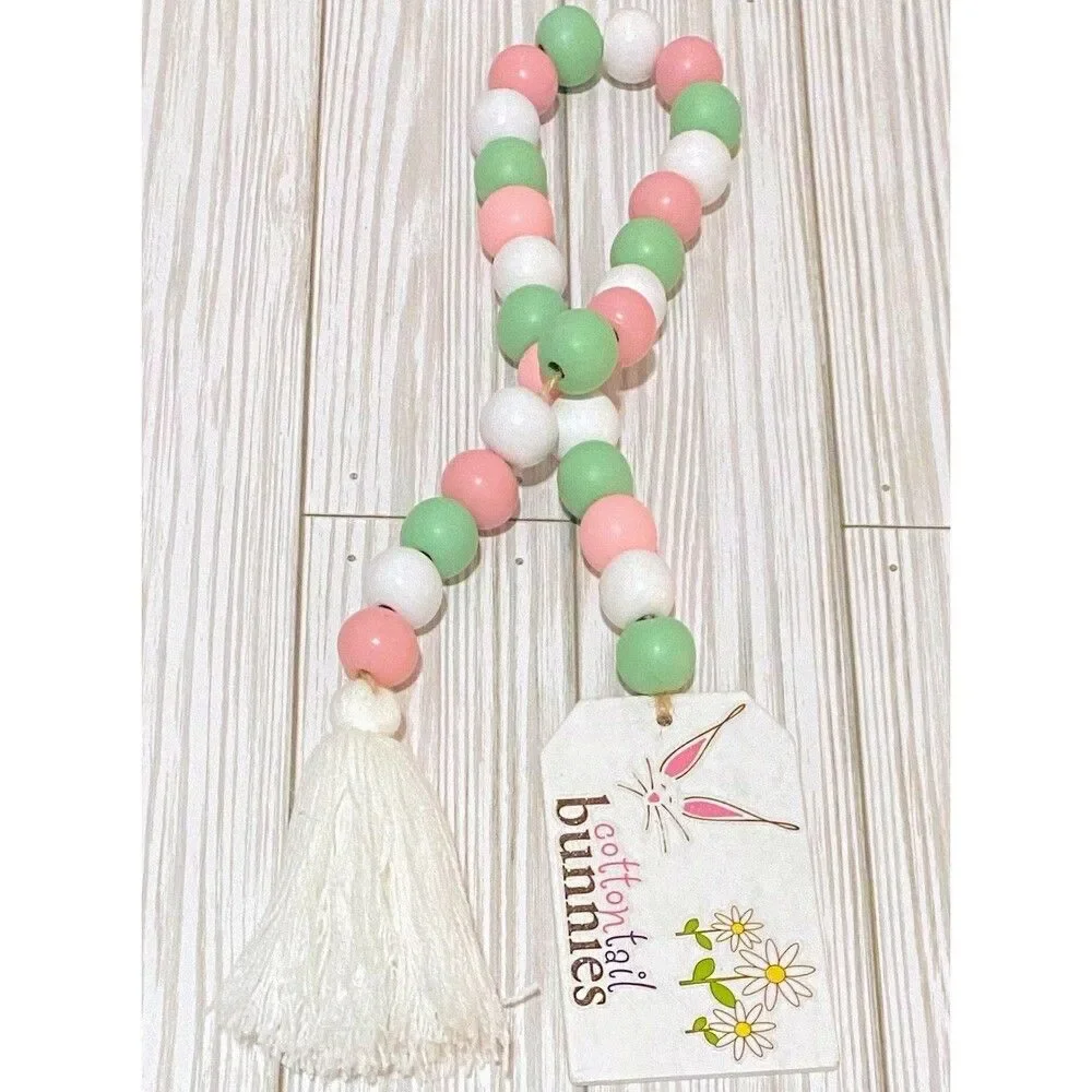 Easter Beaded Garland: Cottontail Bunnies Tier Tray Decor